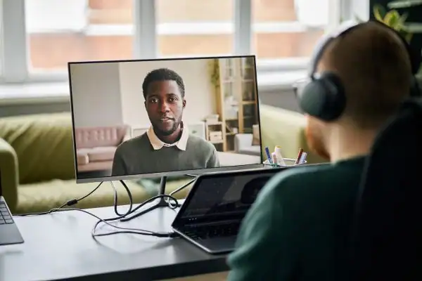 Man attending online mediation Blackpool MIAMS session